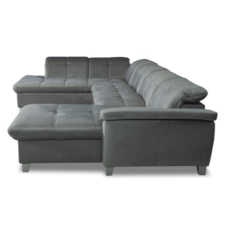 Coltar U Extensibil Sevilia Lux, Stanga, 6 Locuri, Tetiere Reglabile, Gri Deschis, 355 Cm-01