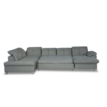 Coltar U Extensibil Sevilia Lux, Stanga, 6 Locuri, Tetiere Reglabile, Gri Deschis, 355 Cm-01
