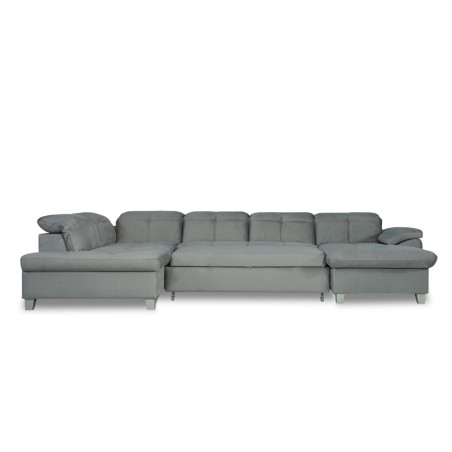 Coltar U Extensibil Sevilia Lux, Stanga, 6 Locuri, Tetiere Reglabile, Gri Deschis, 355 Cm-01
