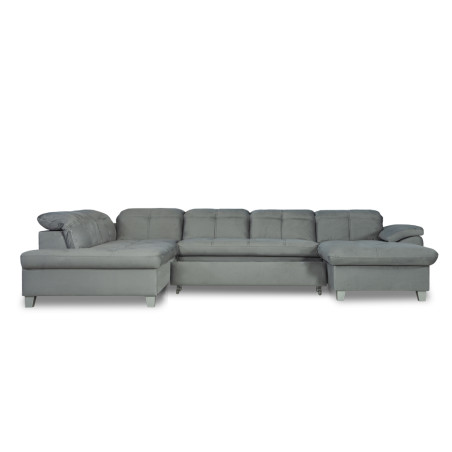 Coltar U Extensibil Sevilia Lux, Stanga, 6 Locuri, Tetiere Reglabile, Gri Deschis, 355 Cm-01