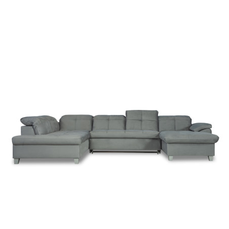 Coltar U Extensibil Sevilia Lux, Stanga, 6 Locuri, Tetiere Reglabile, Gri Deschis, 355 Cm-01