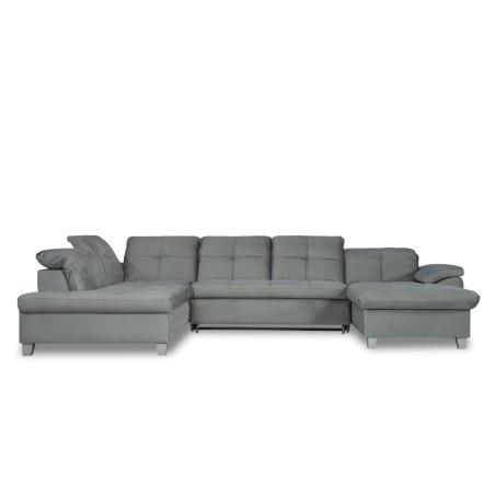 Coltar U Extensibil Sevilia Lux, Stanga, 6 Locuri, Tetiere Reglabile, Gri Deschis, 355 Cm-01