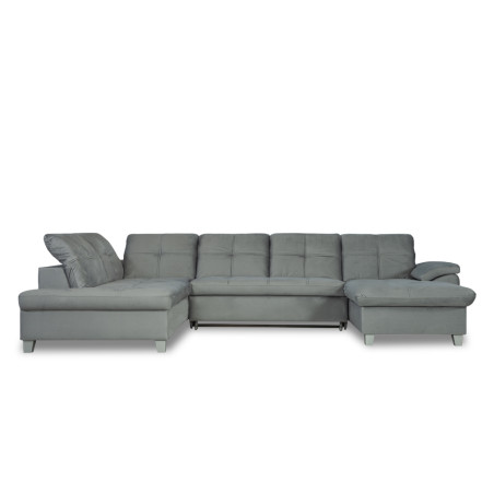 Coltar U Extensibil Sevilia Lux, Stanga, 6 Locuri, Tetiere Reglabile, Gri, 355 Cm-01