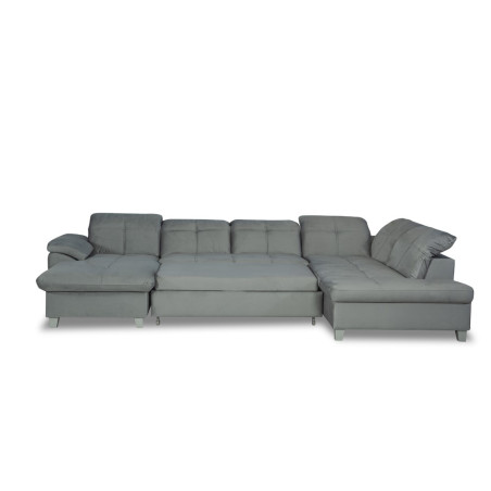 Coltar U Extensibil Sevilia Lux, Dreapta, 6 Locuri, Tetiere Reglabile, Gri Deschis, 355 Cm-01
