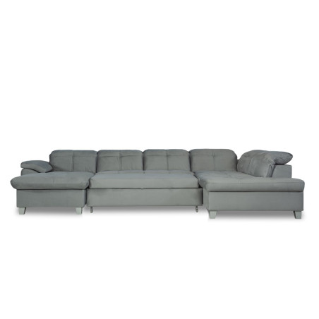 Coltar U Extensibil Sevilia Lux, Dreapta, 6 Locuri, Tetiere Reglabile, Gri Deschis, 355 Cm-01