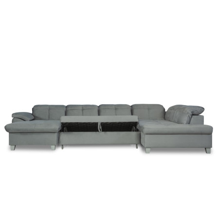 Coltar U Extensibil Sevilia Lux, Dreapta, 6 Locuri, Tetiere Reglabile, Gri Deschis, 355 Cm-01