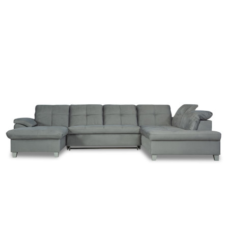Coltar U Extensibil Sevilia Lux, Dreapta, 6 Locuri, Tetiere Reglabile, Gri Deschis, 355 Cm-01