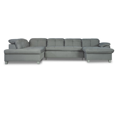 Coltar U Extensibil Sevilia Lux, Stanga, 6 Locuri, Tetiere Reglabile, Gri Deschis, 355 Cm-01