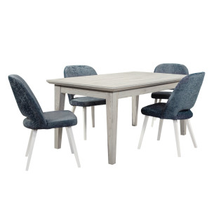 Set masa extensibila Novo Loft cu 4 Scaune Jones, Gri, 140/180 x 76 x 78 cm