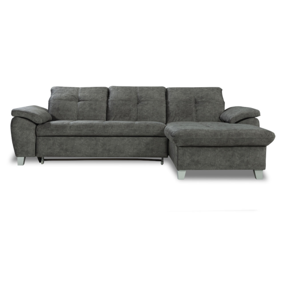 Poze Coltar Extensibil Cu Insula Dreapta Sevilia Lux, 5 Locuri, Tetiere Reglabile, Gri Inchis, 272 Cm