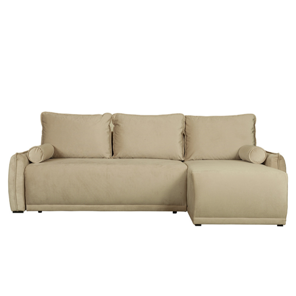 Coltar Extensibil Vida Interschimbabil Stanga/Dreapta, 5 Locuri, Lada Depozitare, Crem, 256 Cm