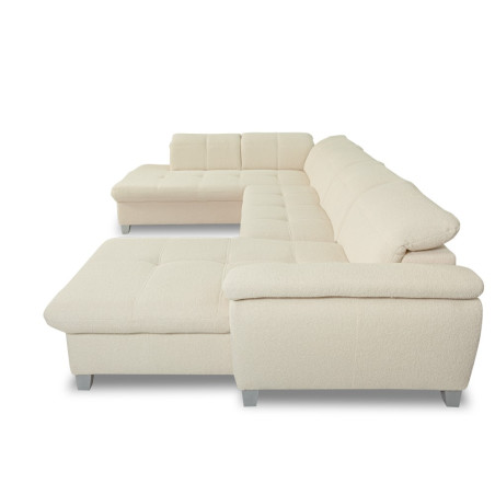 Coltar U Extensibil Sevilia Lux, Stanga, 6 Locuri, Tetiere Reglabile, Boucle Ivory, 355 Cm-01