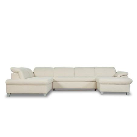 Coltar U Extensibil Sevilia Lux, Stanga, 6 Locuri, Tetiere Reglabile, Boucle Ivory, 355 Cm-01