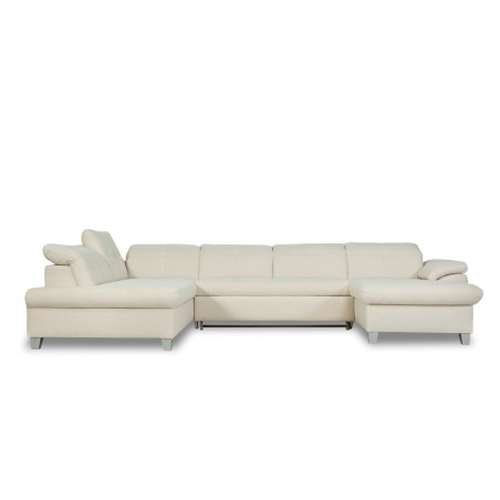 Coltar U Extensibil Sevilia Lux, Stanga, 6 Locuri, Tetiere Reglabile, Boucle Ivory, 355 Cm-01