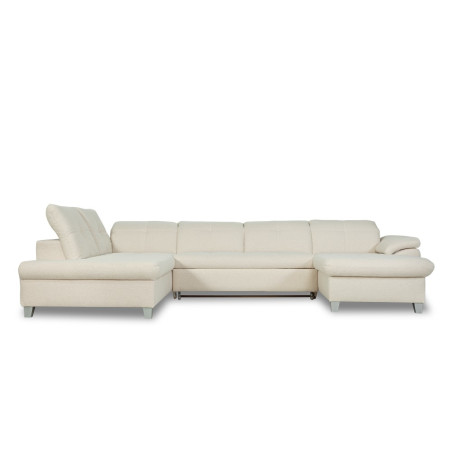 Coltar U Extensibil Sevilia Lux, Stanga, 6 Locuri, Tetiere Reglabile, Boucle Ivory, 355 Cm-01