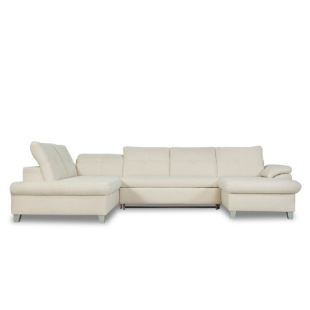 Coltar U Extensibil Sevilia Lux, Stanga, 6 Locuri, Tetiere Reglabile, Boucle Ivory, 355 Cm-01