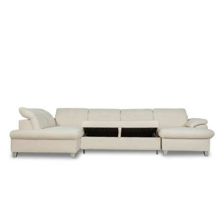 Coltar U Extensibil Sevilia Lux, Stanga, 6 Locuri, Tetiere Reglabile, Boucle Ivory, 355 Cm-01