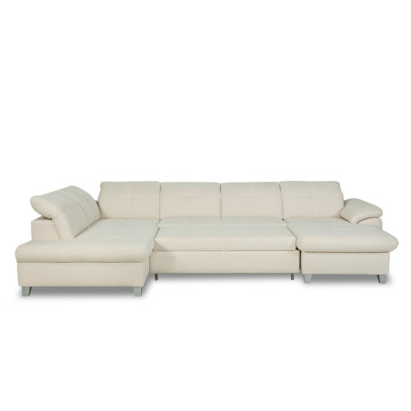 Coltar U Extensibil Sevilia Lux, Stanga, 6 Locuri, Tetiere Reglabile, Boucle Ivory, 355 Cm-01