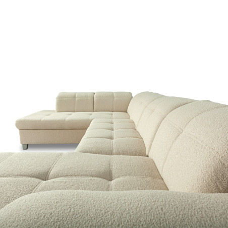 Coltar U Extensibil Sevilia Lux, Stanga, 6 Locuri, Tetiere Reglabile, Boucle Ivory, 355 Cm-01