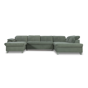 Coltar U Extensibil Sevilia Lux, Dreapta, 6 Locuri, Tetiere Reglabile, Verde, 355 Cm