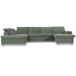 Coltar U Extensibil Sevilia Lux, Stanga, 6 Locuri, Tetiere Reglabile, Verde, 355 Cm