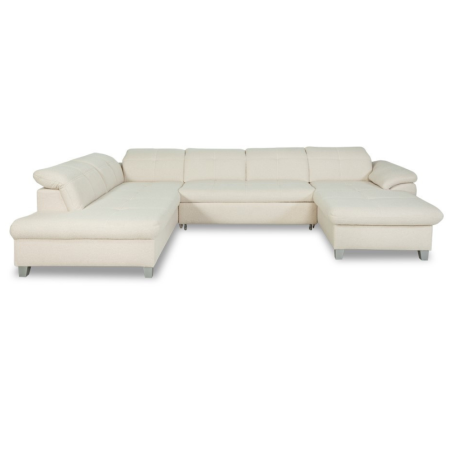 Coltar U Extensibil Sevilia Lux, Stanga, 6 Locuri, Tetiere Reglabile, Boucle Ivory, 355 Cm-01