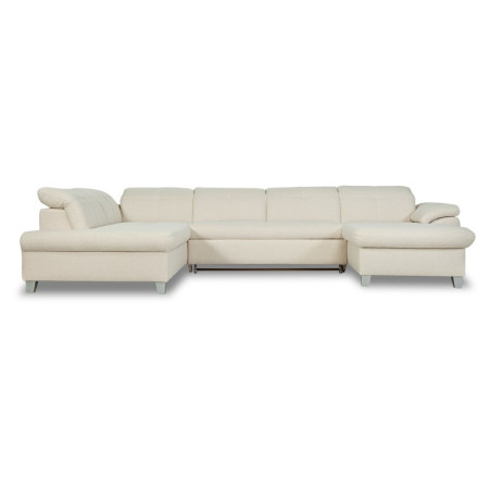 Coltar U Extensibil Sevilia Lux, Stanga, 6 Locuri, Tetiere Reglabile, Boucle Ivory, 355 Cm-01