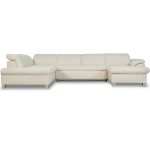 Coltar U Extensibil Sevilia Lux, Stanga, 6 Locuri, Tetiere Reglabile, Boucle Ivory, 355 Cm