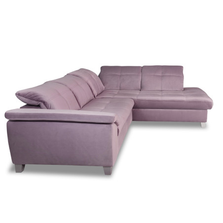 Coltar Extensibil Cu Otoman Mic Dreapta Sevilia Lux, 5 Locuri, Tetiere Reglabile, Lada Depozitare, Roz, 280 Cm-01