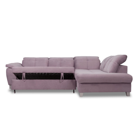 Coltar Extensibil Cu Otoman Mic Dreapta Sevilia Lux, 5 Locuri, Tetiere Reglabile, Lada Depozitare, Roz, 280 Cm-01
