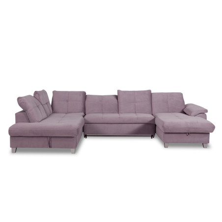 Coltar U Extensibil Sevilia Lux, Stanga, 6 Locuri, Tetiere Reglabile, Lada Depozitare, Roz, 355 Cm-01