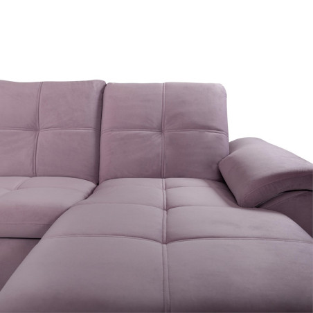 Coltar U Extensibil Sevilia Lux, Stanga, 6 Locuri, Tetiere Reglabile, Lada Depozitare, Roz, 355 Cm-01
