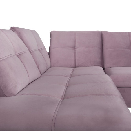 Coltar U Extensibil Sevilia Lux, Stanga, 6 Locuri, Tetiere Reglabile, Lada Depozitare, Roz, 355 Cm-01