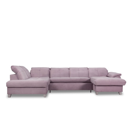Coltar U Extensibil Sevilia Lux, Stanga, 6 Locuri, Tetiere Reglabile, Lada Depozitare, Roz, 355 Cm-01