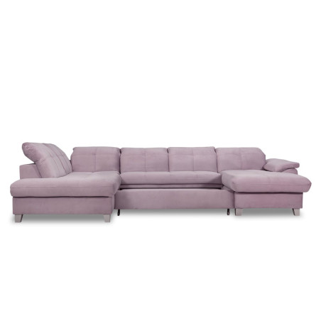 Coltar U Extensibil Sevilia Lux, Stanga, 6 Locuri, Tetiere Reglabile, Lada Depozitare, Roz, 355 Cm-01