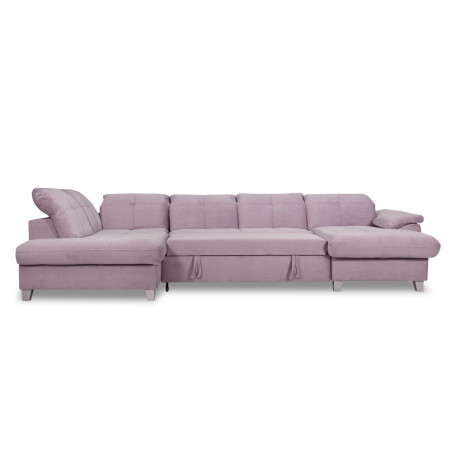 Coltar U Extensibil Sevilia Lux, Stanga, 6 Locuri, Tetiere Reglabile, Lada Depozitare, Roz, 355 Cm-01