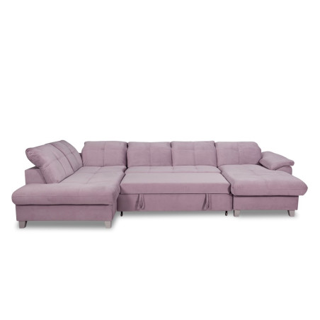 Coltar U Extensibil Sevilia Lux, Stanga, 6 Locuri, Tetiere Reglabile, Lada Depozitare, Roz, 355 Cm-01