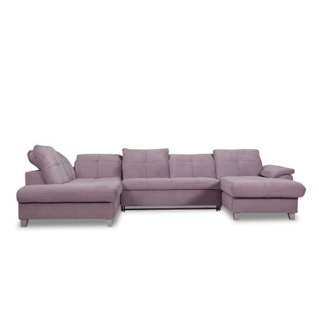 Coltar U Extensibil Sevilia Lux, Stanga, 6 Locuri, Tetiere Reglabile, Lada Depozitare, Roz, 355 Cm-01