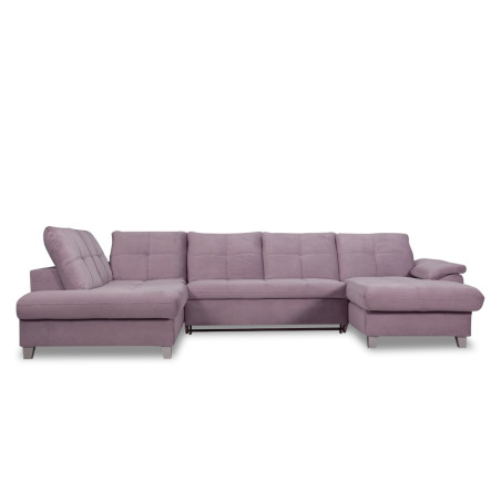 Coltar U Extensibil Sevilia Lux, Stanga, 6 Locuri, Tetiere Reglabile, Lada Depozitare, Roz, 355 Cm-01