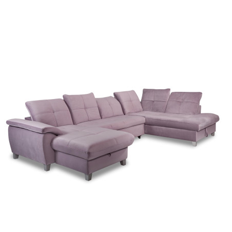 Coltar U Extensibil Sevilia Lux, Dreapta, 6 Locuri, Tetiere Reglabile, Lada Depozitare, Roz, 355 Cm-01