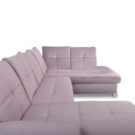 Coltar U Extensibil Sevilia Lux, Dreapta, 6 Locuri, Tetiere Reglabile, Lada Depozitare, Roz, 355 Cm-01