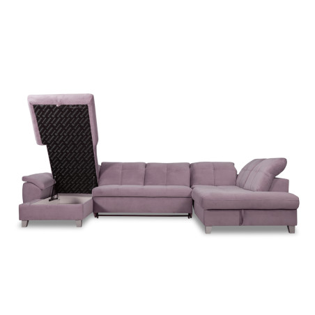 Coltar U Extensibil Sevilia Lux, Dreapta, 6 Locuri, Tetiere Reglabile, Lada Depozitare, Roz, 355 Cm-01