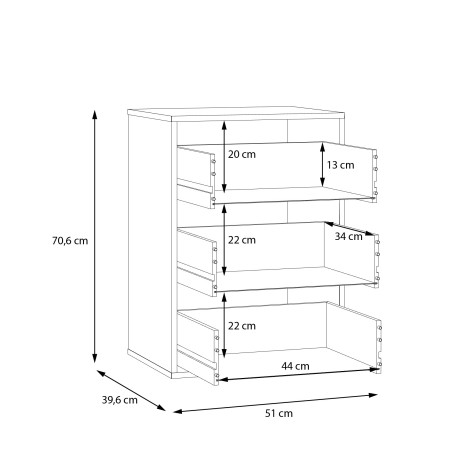 Comoda Interior Dulap Jaqueline, Gri, 51 Cm-01