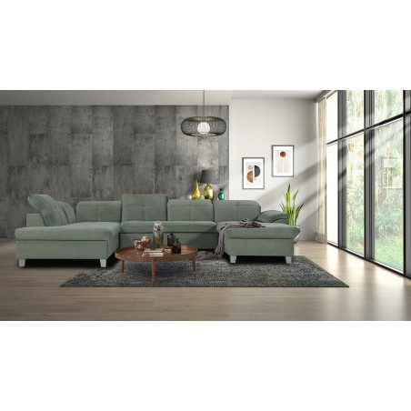 Coltar U Extensibil Sevilia Lux, Stanga, 6 Locuri, Tetiere Reglabile, Verde Menta, 355 Cm-01