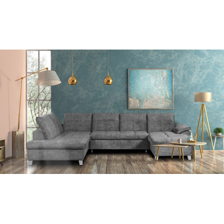 Coltar U Extensibil Sevilia Lux, Stanga, 6 Locuri, Tetiere Reglabile, Gri Inchis, 355 Cm-01