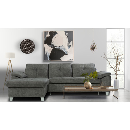Coltar Extensibil Cu Insula Stanga Sevilia Lux, 5 Locuri, Tetiere Reglabile, Gri Inchis, 272 Cm-01