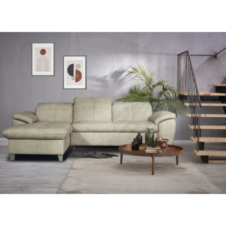 Coltar Extensibil Cu Insula Stanga Sevilia Lux, 5 Locuri, Tetiere Reglabile, Bej, 272 Cm-01