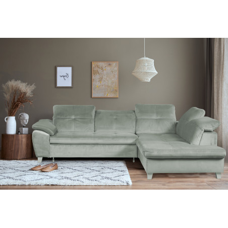 Coltar Extensibil Cu Otoman Mic Dreapta Sevilia Lux, 5 Locuri, Tetiere Reglabile, Verde, 280 Cm-01