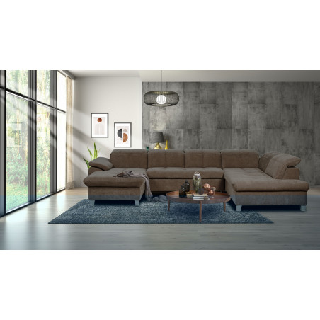 Coltar U Extensibil Sevilia Lux, Dreapta, 6 Locuri, Tetiere Reglabile, Maro Mocca, 355 Cm-01