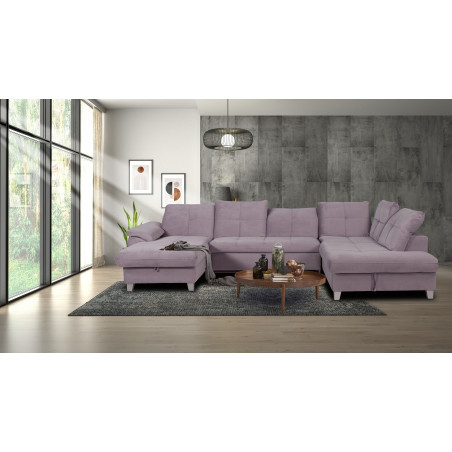 Coltar U Extensibil Sevilia Lux, Dreapta, 6 Locuri, Tetiere Reglabile, Lada Depozitare, Roz, 355 Cm-01